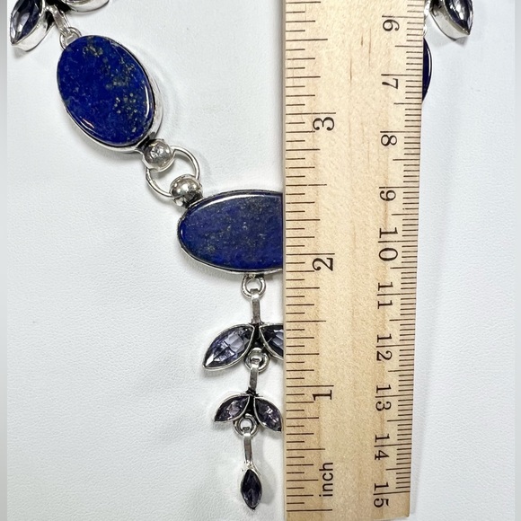 Lapis Lazuli Amethyst 925 Gemstone Necklace - Picture 3 of 5